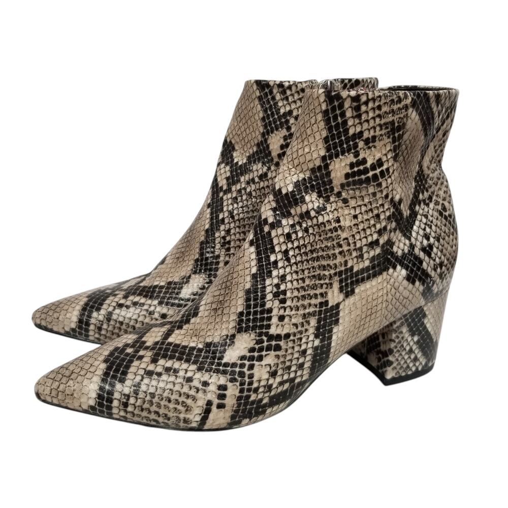 Marc Fisher Jelly Women's Faux Leather Snakeskin Pointed Toe Ankle Boots 6.5